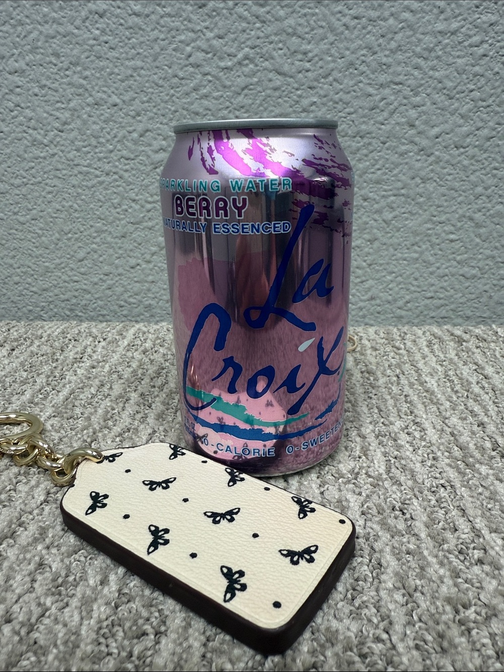 Coach White Butterfly Print Key Chain with Black Motif- NWOT - Picture 6 of 7